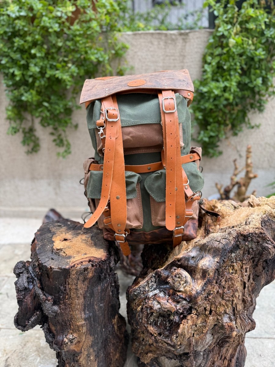 LIMITED Handmade Waxed Canvas & Leather Travel Backpack & Camping Backpack 99percenthandmade