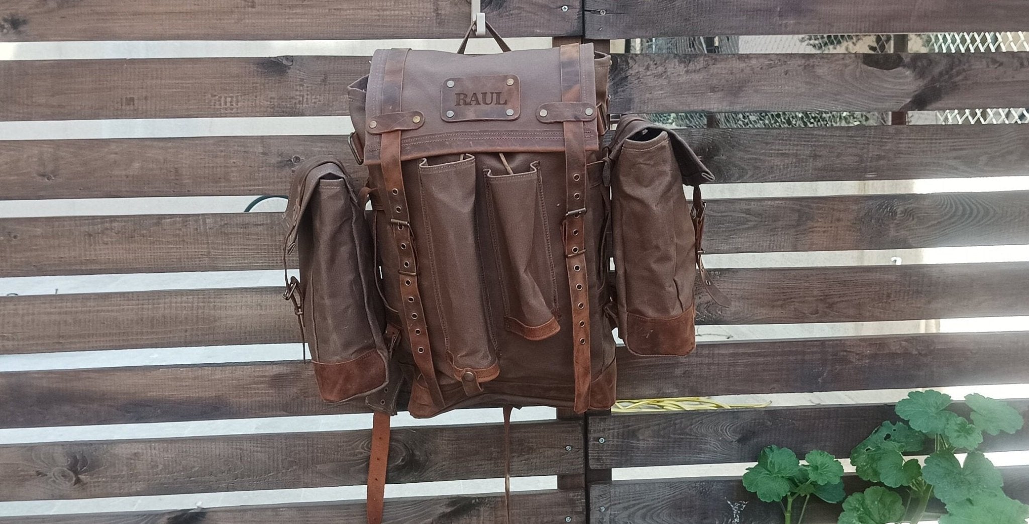 30L to 50L | Handmade Waxed Canvas Backpack with leather for Travel, Camping | 50 Liter 30L to 50L | Handmade Waxed Canvas Backpack with leather for Travel, Camping | 50 Liter