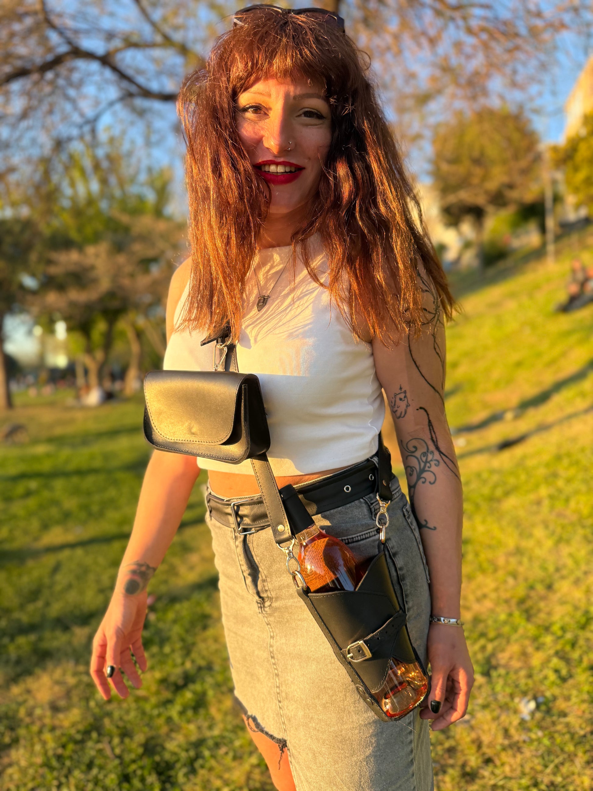 Handmade Leather Stanley Thermos Holder & Bottle Sling Set | Adjustable Dual Drink Carriers with Phone & Wallet Pouches | Universal Fit Thermos Bag Collection. 99percenthandmade