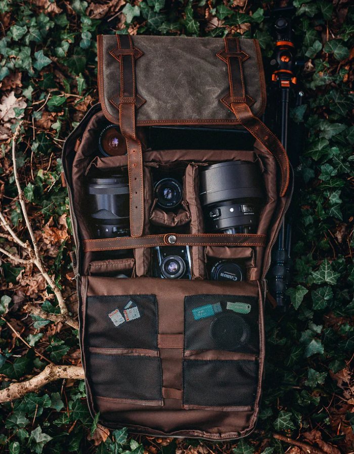 For Quasim-Laptop Backpack suitable for 2 Laptop, 2 compartments leather and waxed canvas backpack  99percenthandmade