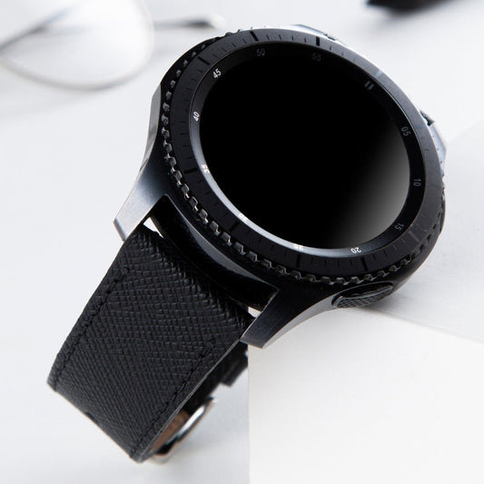 Black Leather Samsung - Huawei Watch Strap  99percenthandmade   
