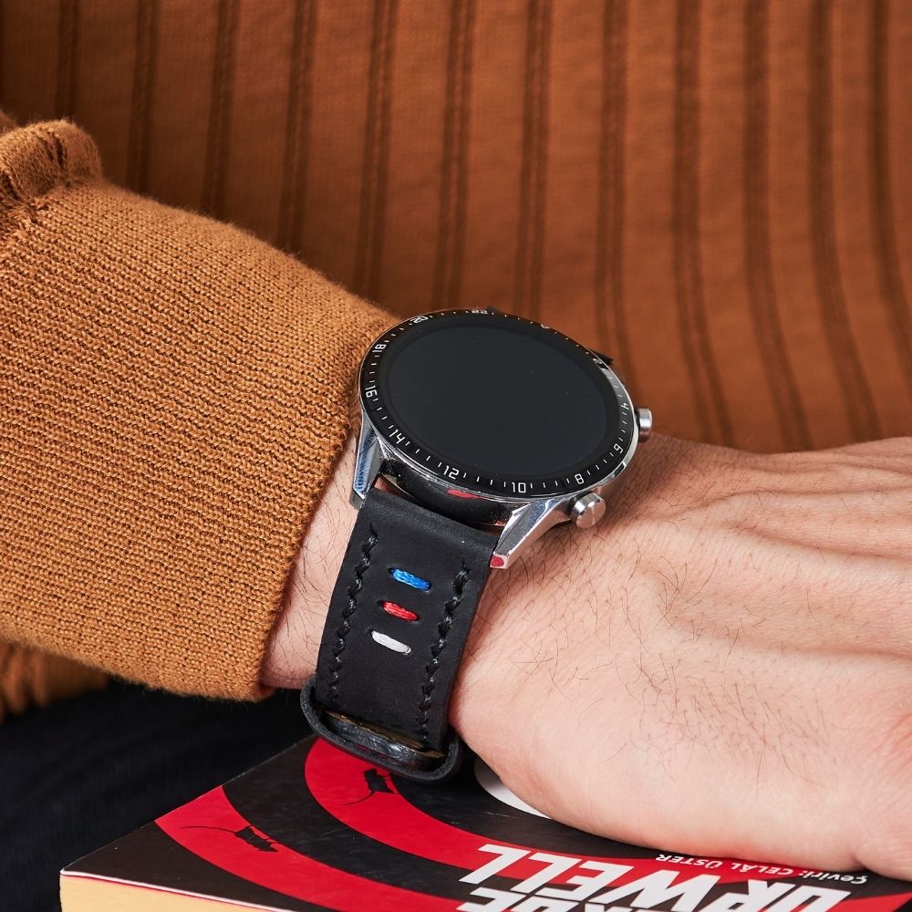 Black Leather Samsung Watch Strap  99percenthandmade