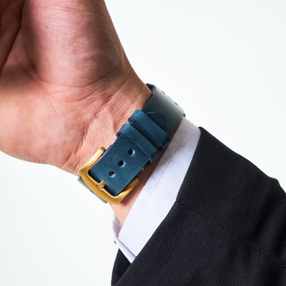 Blue Leather Samsung - Huawei Watch Strap  99percenthandmade