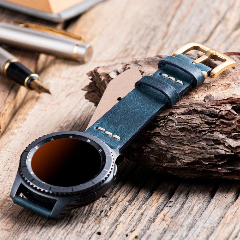 Blue Leather Samsung - Huawei Watch Strap  99percenthandmade