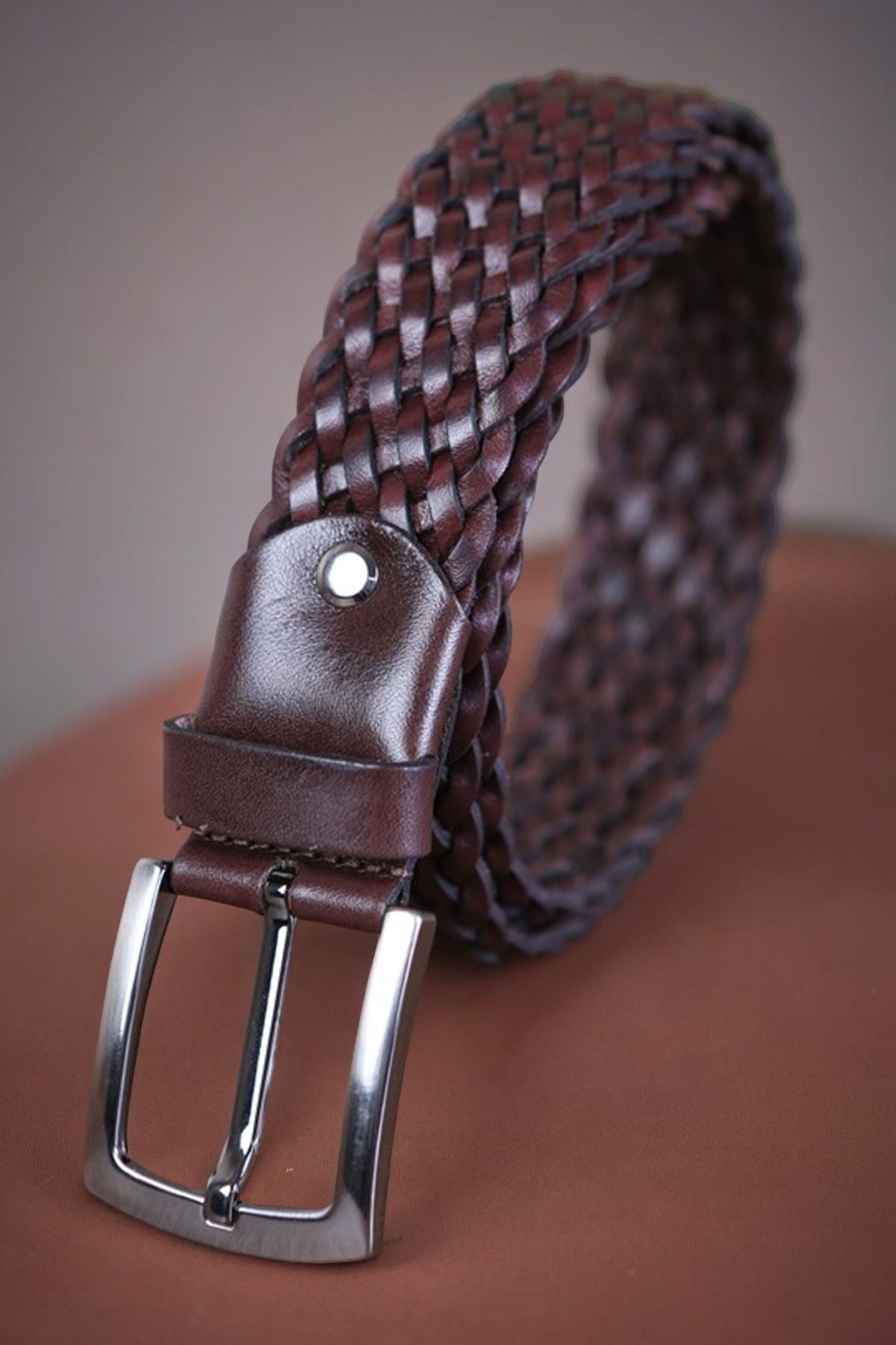Hand Knitted Leather Belt with Different Color Options  99percenthandmade 32" - 34" Waist inches (70cm-80cm)-Small Brown 