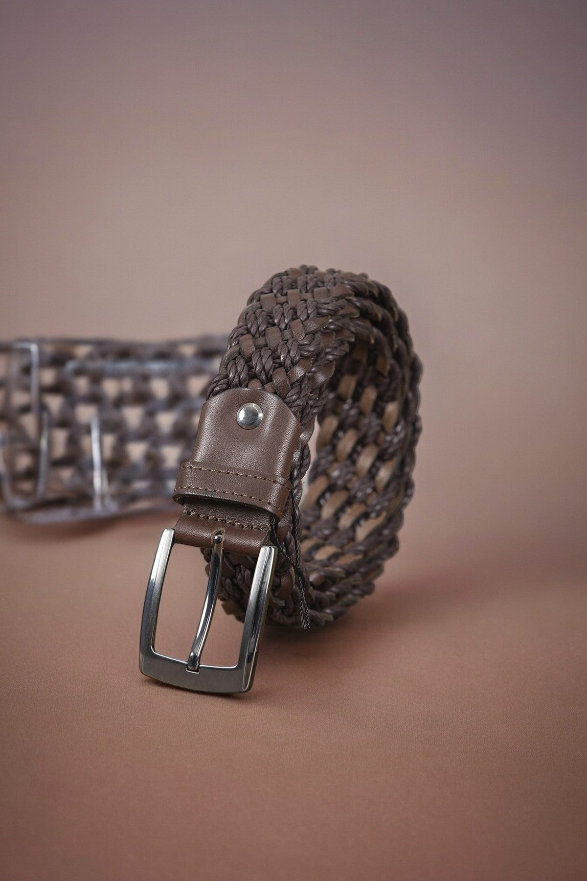 Hand Knitted Leather Belt with Different Color Options  99percenthandmade 32" - 34" Waist inches (70cm-80cm)-Small Dark Brown 