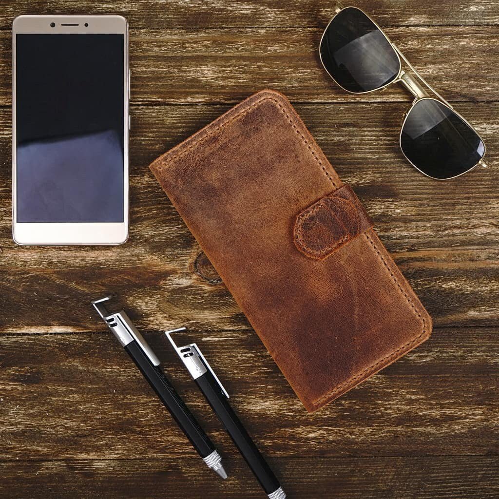 Handmade Wallet with Phone cover with 3 Colour Tobacco, Brown, Green Personalized Wallet | You can Engrave inside outside of Wallet  99percenthandmade Tobacco  