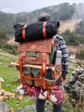 Camping Backpack | Limited Handmade Leather and Waxed Backpack for Travel, Camping | inside 45 Liter | Personalization 99percenthandmade