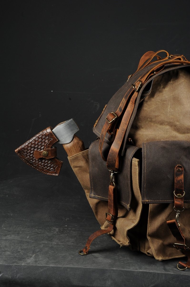 Handmade Leather and Waxed Canvas Backpack for Travel bag, Camping bag, Military bag,Bushcraft backpack | 37 to 40 Liter | Personalization 99percenthandmade