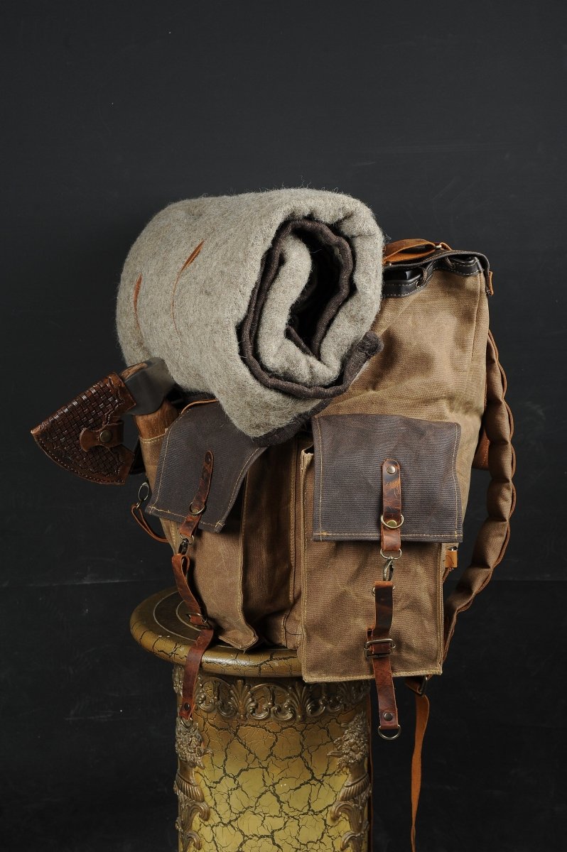 Handmade Leather and Waxed Canvas Backpack for Travel bag, Camping bag, Military bag,Bushcraft backpack | 37 to 40 Liter | Personalization 99percenthandmade