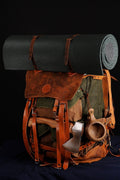 Camping Backpack | Limited Handmade Leather and Waxed Backpack for Travel, Camping | inside 45 Liter | Personalization 99percenthandmade