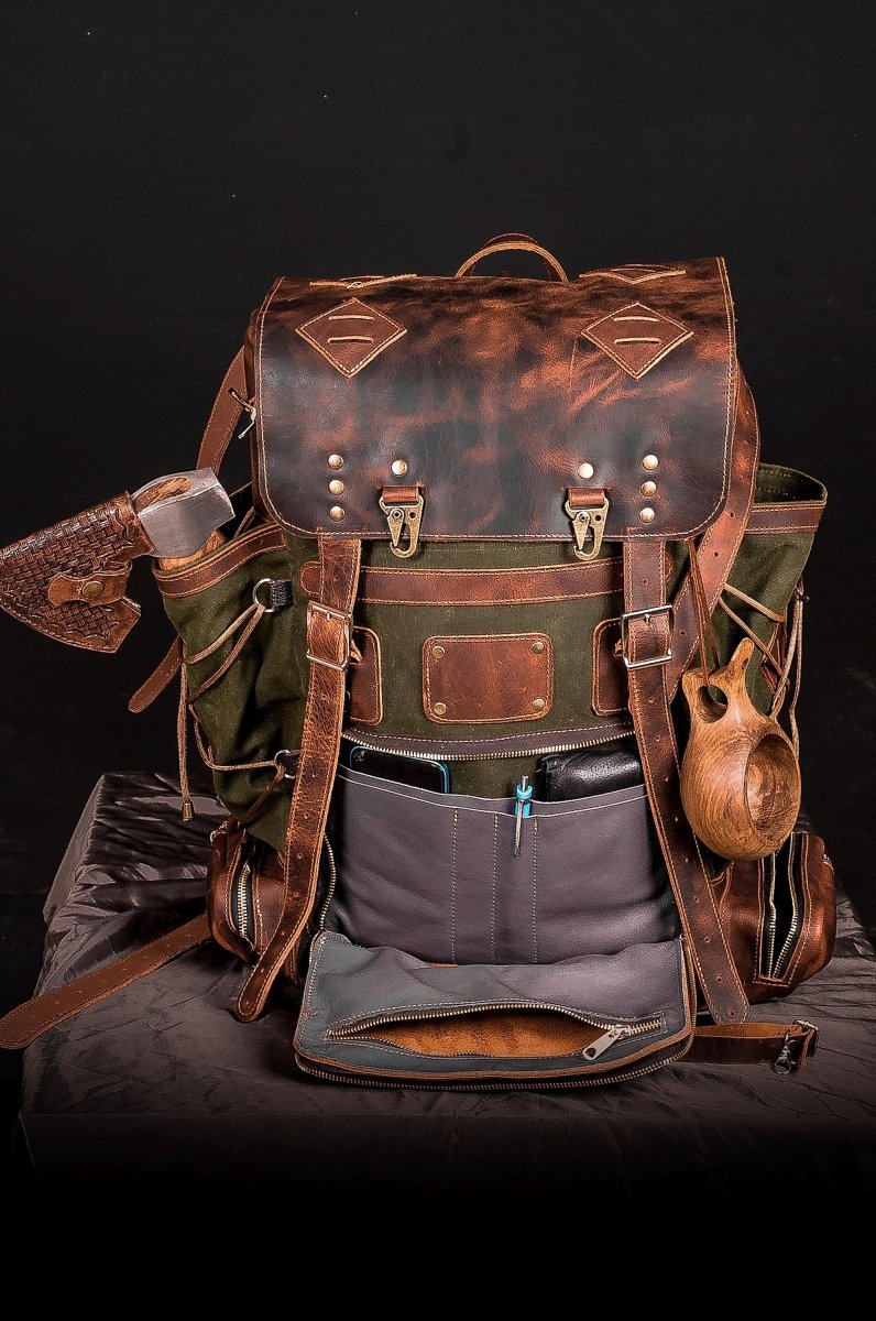 City Backpack | Daypack | Travel Backpack | Laptop Backpack, Suitable for 2 Laptop - 99percenthandmade - 99percenthandmade - 15 - 20 L - Green -