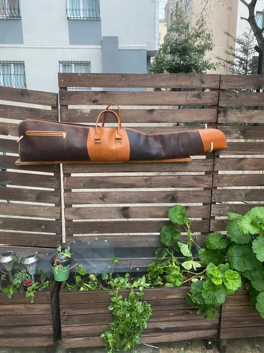 Handmade | Brown - Light Brown Leather Shotgun Case | Leather Rifle Case | Shotgun Bag | Rifle Bag | Shotgun | Gun case | Personalization 99percenthandmade