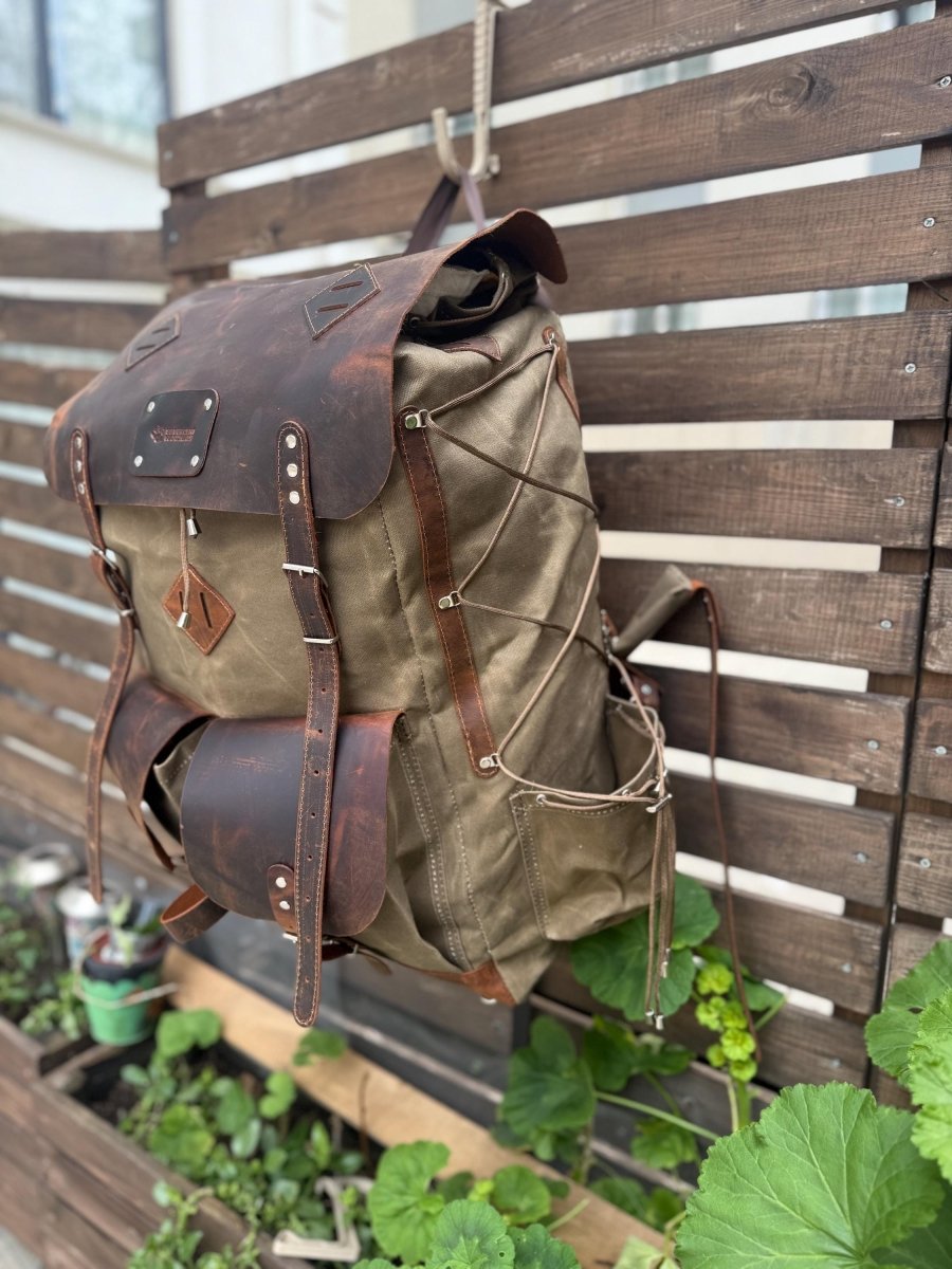 30L to 80L | Brown-Green | Camping Backpack | Bushcraft Backpack | Camping | Hiking | Rucksack | Backpack | Outdoor | Personalization 99percenthandmade