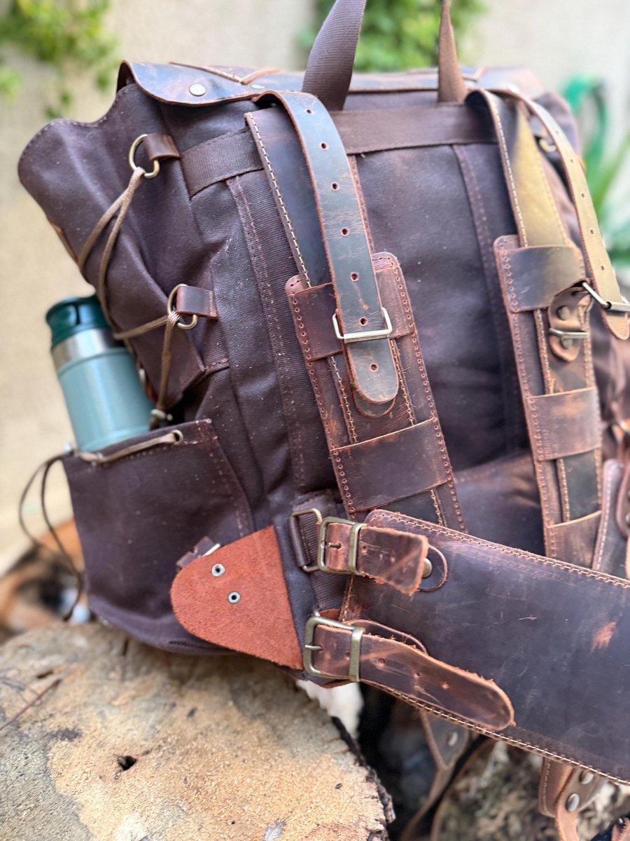 Limited Hiking Backpack - Green And Brown Colours 99percenthandmade