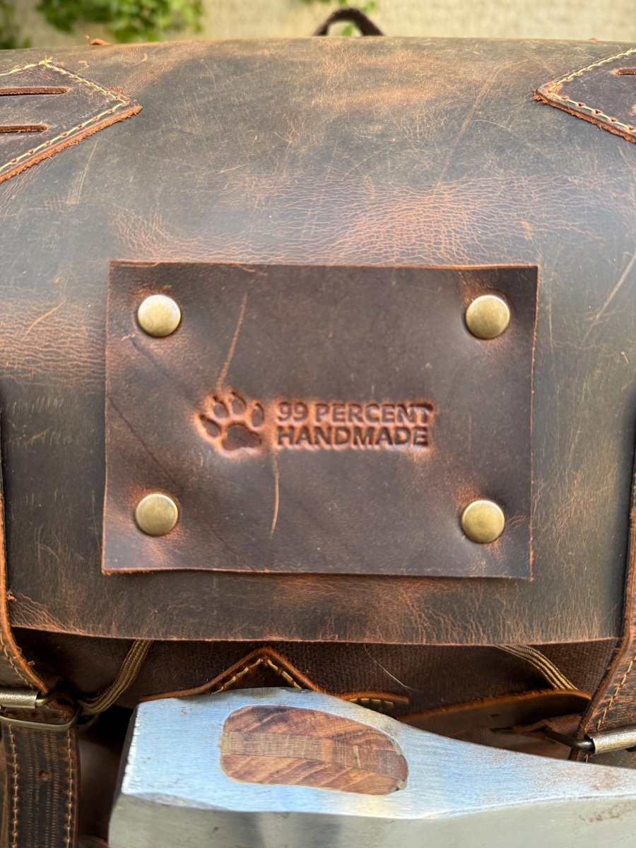 Limited Hiking Backpack - Green And Brown Colours 99percenthandmade