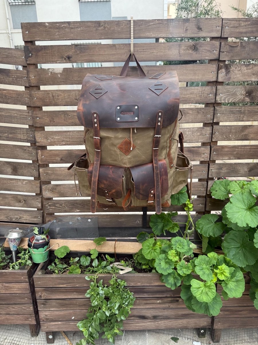 30L to 80L | Brown-Green | Camping Backpack | Bushcraft Backpack | Camping | Hiking | Rucksack | Backpack | Outdoor | Personalization 99percenthandmade