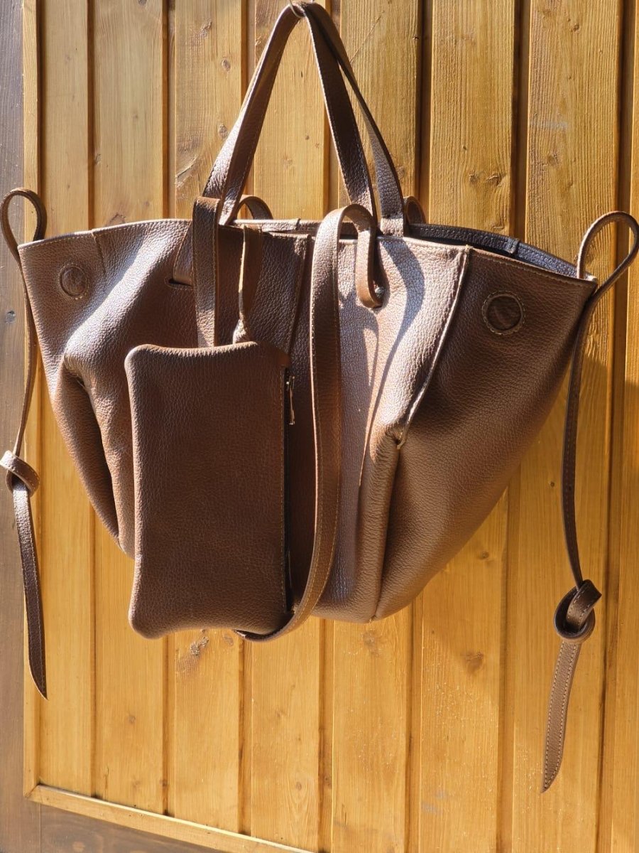 Modern Genuine Leather Handmade Tote bag with wallet, designers elegant bag, daily use | 99percenthandmade