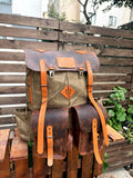 Handmade Travel & Laptop Backpack - Waxed Canvas & Leather 99percenthandmade