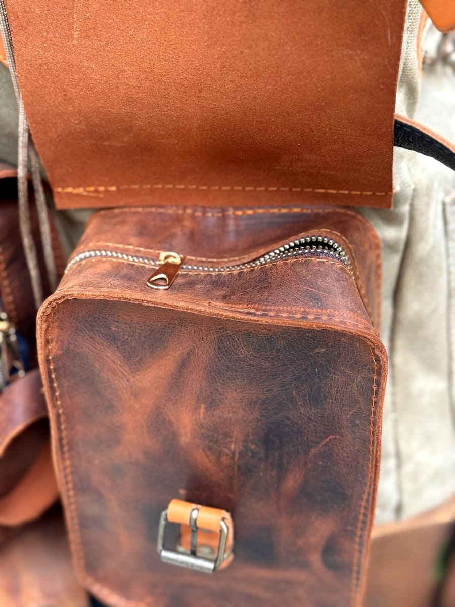 Handmade Travel & Laptop Backpack - Waxed Canvas & Leather 99percenthandmade
