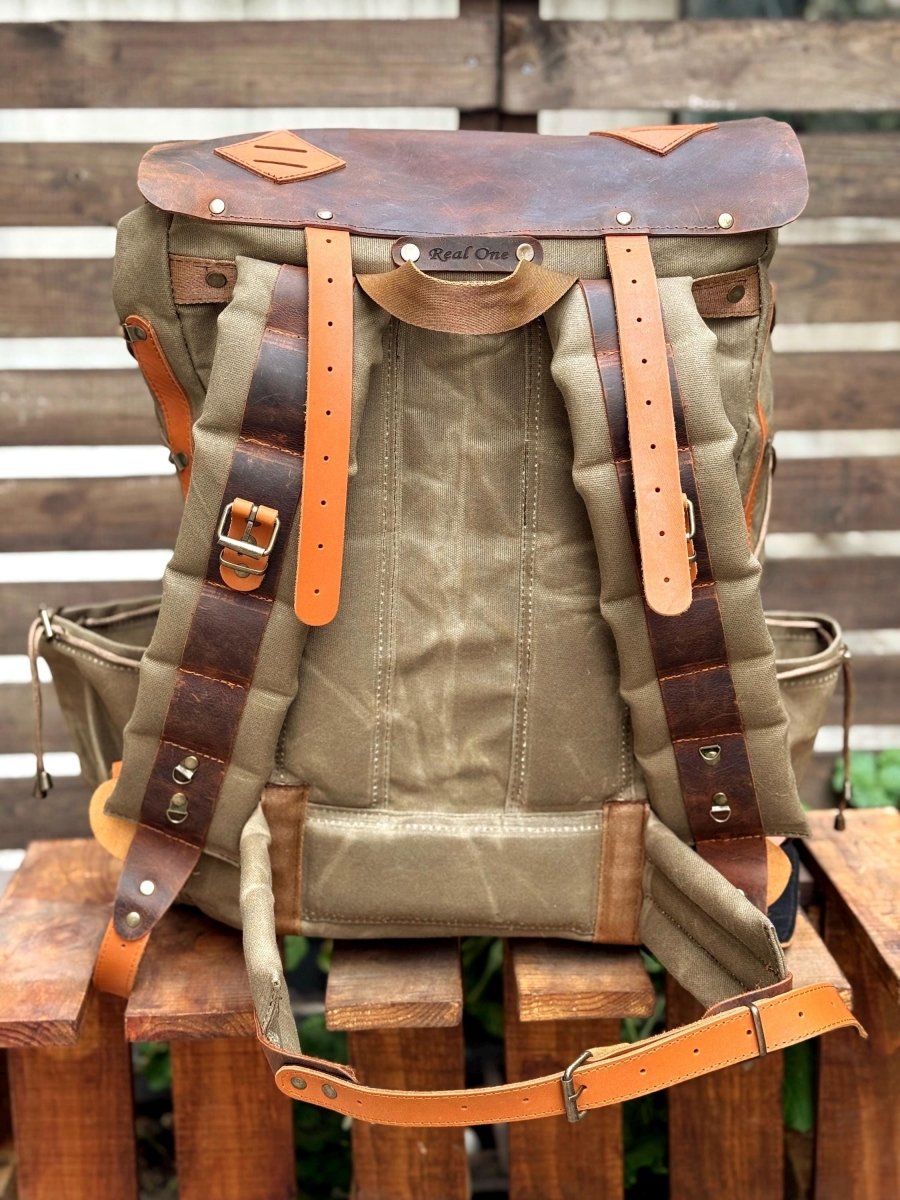 Handmade Travel & Laptop Backpack - Waxed Canvas & Leather 99percenthandmade