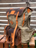 Handmade Travel & Laptop Backpack - Waxed Canvas & Leather 99percenthandmade