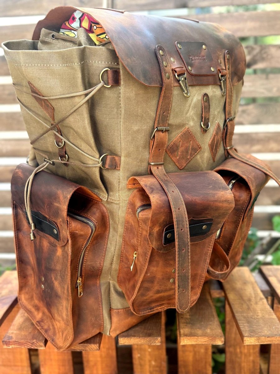 Travel Backpack - Leather Backpack - Hiking Backpack - 30L to 80L 99percenthandmade