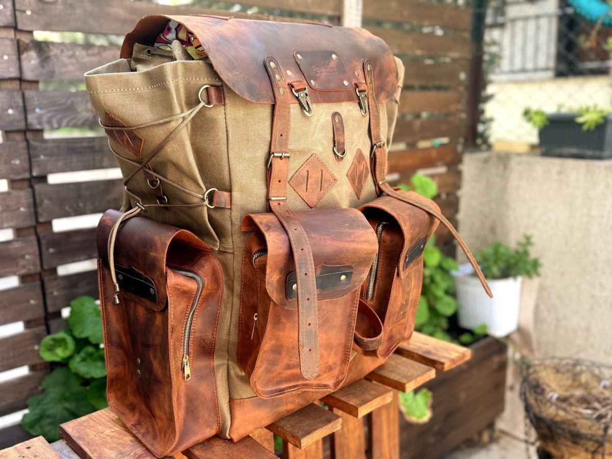Travel Backpack - Leather Backpack - Hiking Backpack - 30L to 80L 99percenthandmade