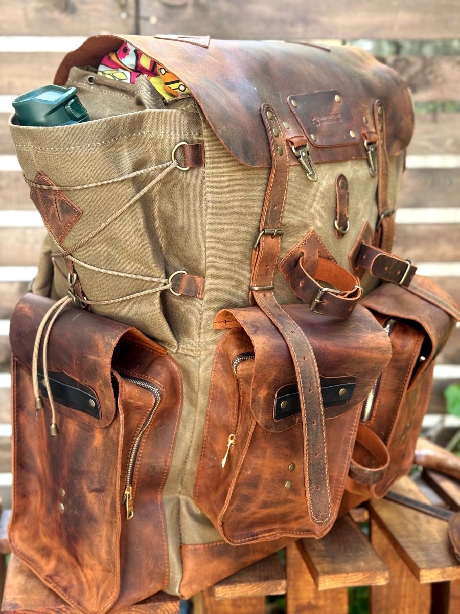 Travel Backpack - Leather Backpack - Hiking Backpack - 30L to 80L 99percenthandmade