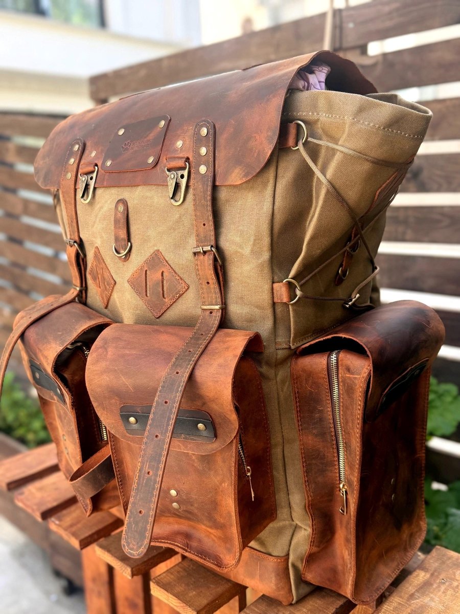 Travel Backpack - Leather Backpack - Hiking Backpack - 30L to 80L 99percenthandmade