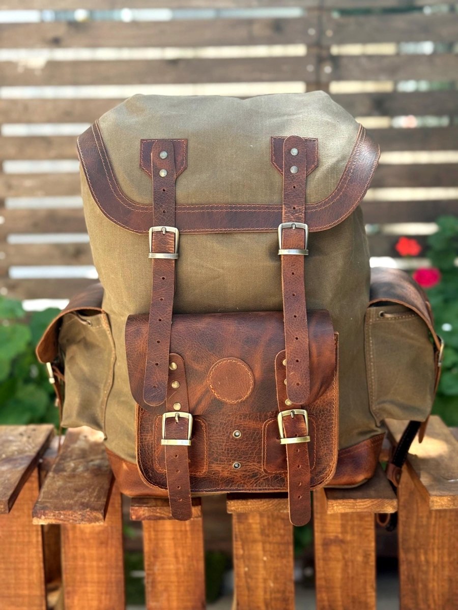 Limited | Daypack | Laptop Backpack | Travel Backpack | Hiking Backpack | Custom Backpack | Handmade | Leather | Waxed Canvas Backpack - 99percenthandmade - 99percenthandmade - Black - 15 Liter -