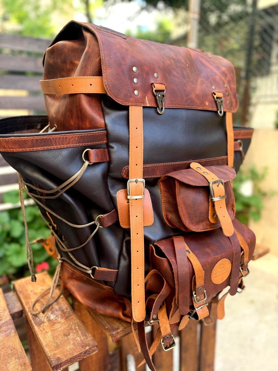 Leather Backpack | Travel Backpack | Suitable For 2 Laptop with detachable waist belt 99percenthandmade