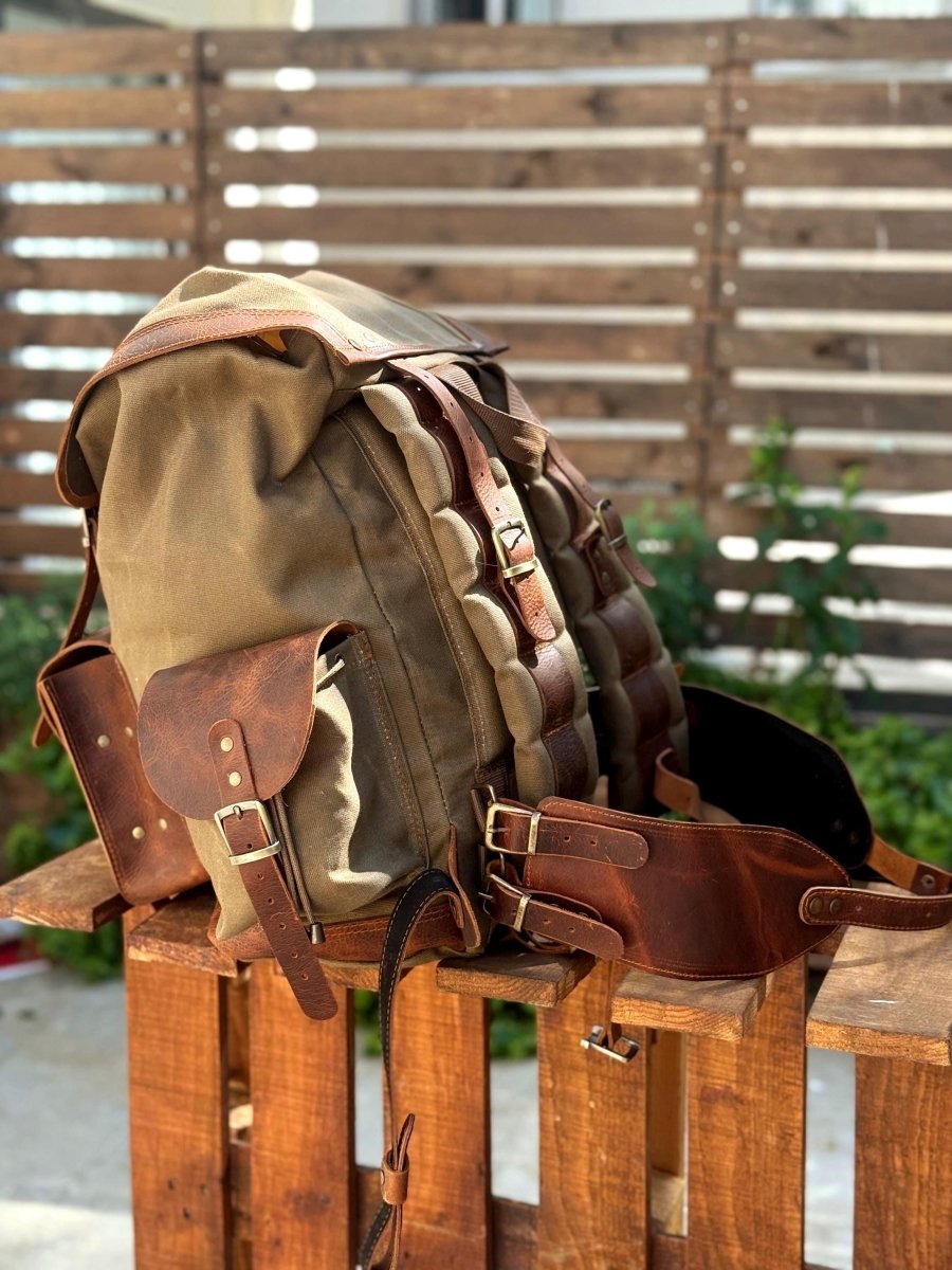 Limited | Daypack | Laptop Backpack | Travel Backpack | Hiking Backpack | Custom Backpack | Handmade | Leather | Waxed Canvas Backpack - 99percenthandmade - 99percenthandmade - Black - 15 Liter -