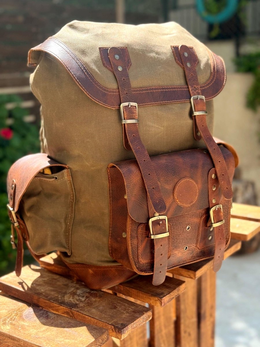 Limited | Daypack | Laptop Backpack | Travel Backpack | Hiking Backpack | Custom Backpack | Handmade | Leather | Waxed Canvas Backpack - 99percenthandmade - 99percenthandmade - Black - 15 Liter -