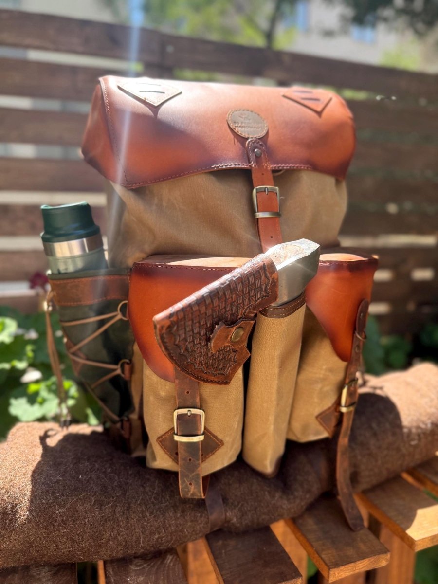 200 USD Discount | Personalized Backpack Experience | Handmade Leather & Canvas Bushcraft Rucksack | Custom Travel Pack for Him 99percenthandmade