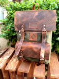 Leather - Canvas Daypack, Brown,Tan,Black, Blue Color, 15L - 25L options. Laptop pocket premimum leather, Citypack, Daily use 99percenthandmade