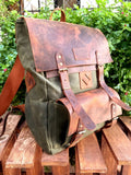 Leather - Canvas Daypack, Brown,Tan,Black, Blue Color, 15L - 25L options. Laptop pocket premimum leather, Citypack, Daily use 99percenthandmade