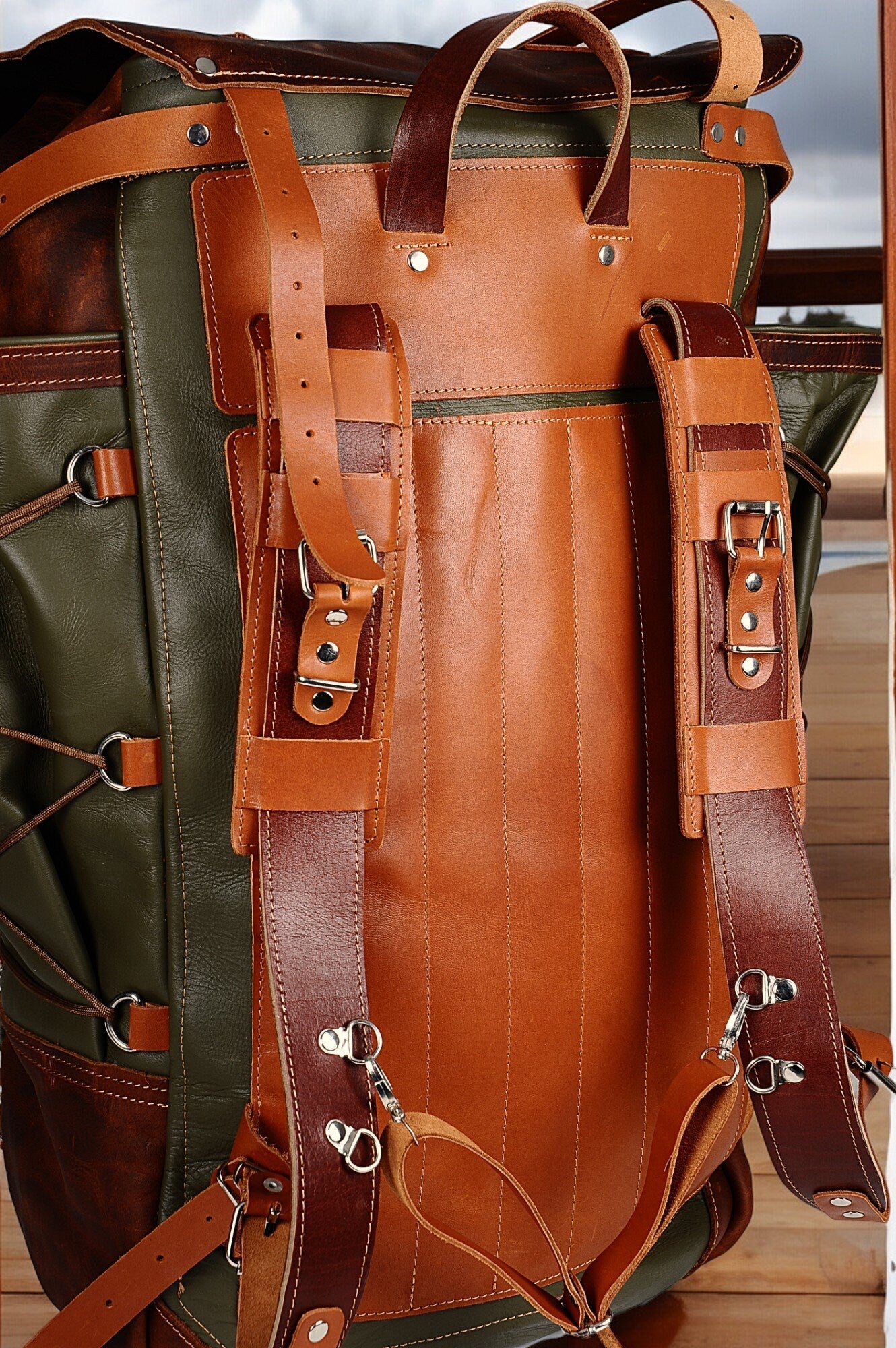Leather Laptop Backpack suitable for 2 Laptop with detachable laeather case  99percenthandmade   
