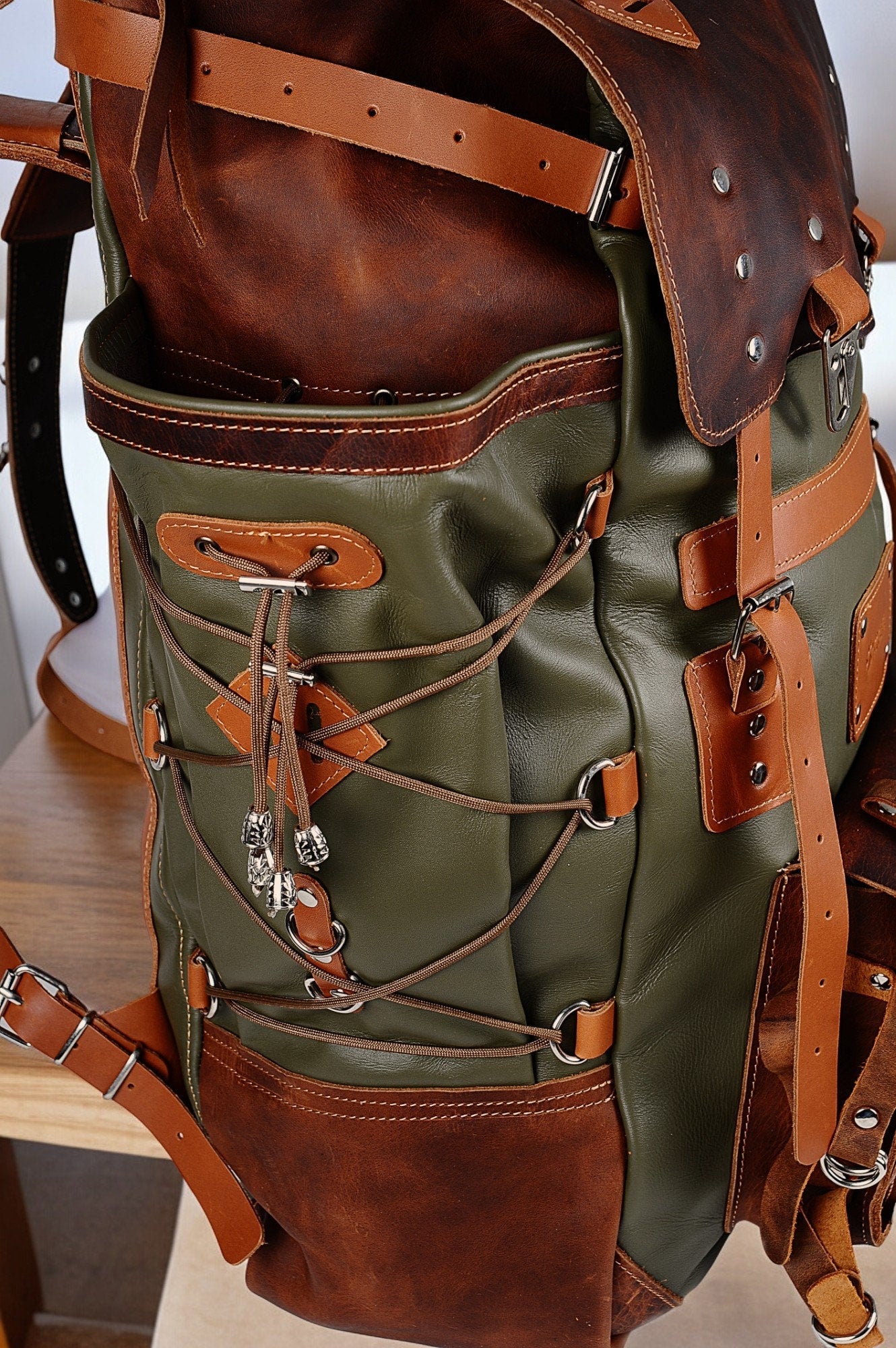 Leather Laptop Backpack suitable for 2 Laptop with detachable laeather case  99percenthandmade   