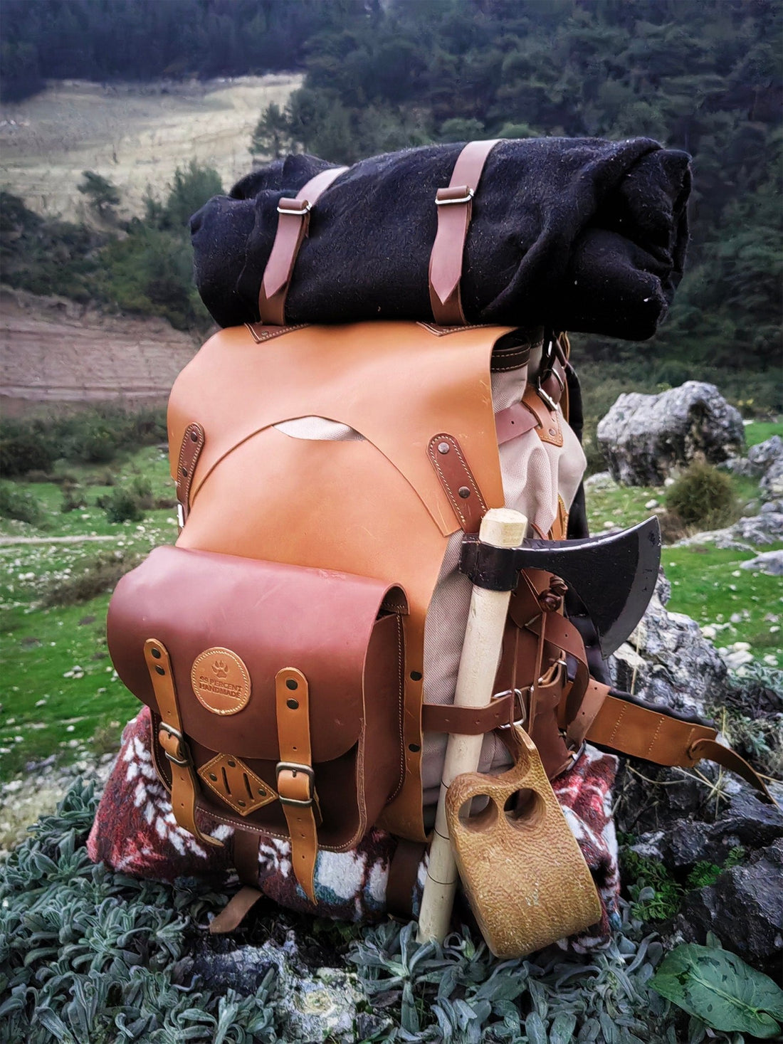 New Model | Handmade Leather and Waxed Backpack for Travel, Camping | inside 45 Liter | Personalization  99percenthandmade