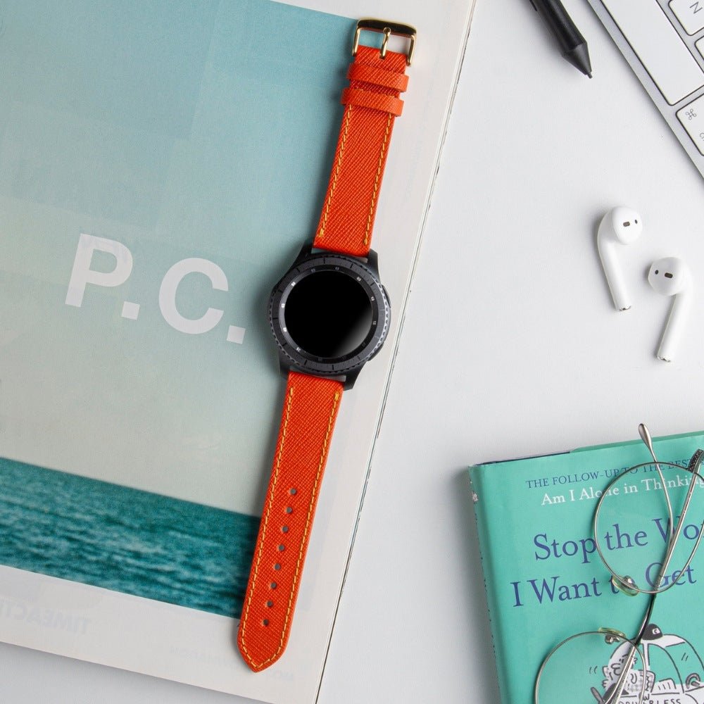 Orange  Leather Samsung - Huawei Watch Strap  99percenthandmade   
