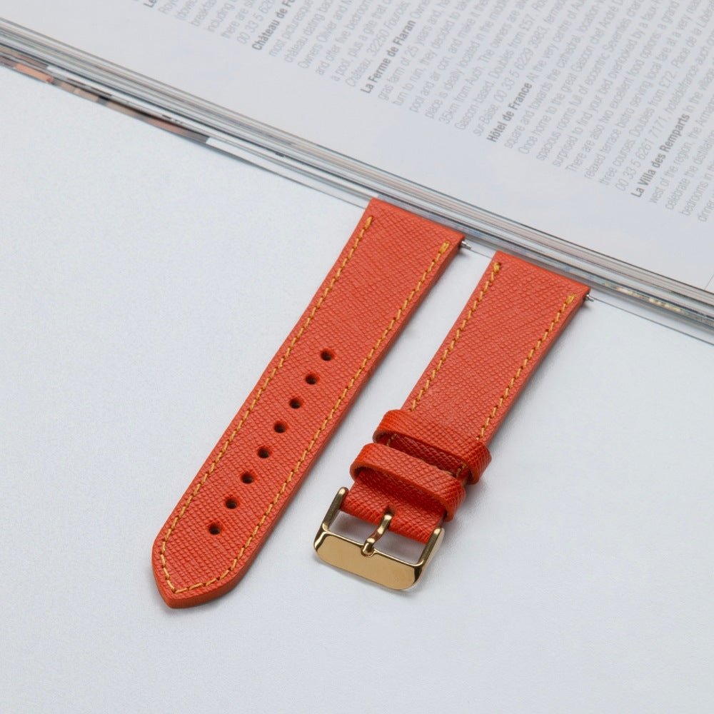 Orange  Leather Samsung - Huawei Watch Strap  99percenthandmade   