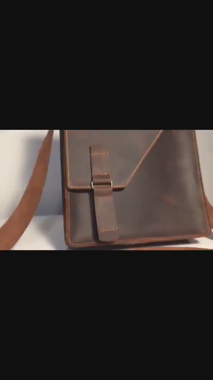 Handmade Grain Leather Crossbody Briefcase with 2 Colour, Messenger bag, Lawyer's Bag, Personalized Handbag, Work Bag , Gift For Him | 42 Cm 99percenthandmade