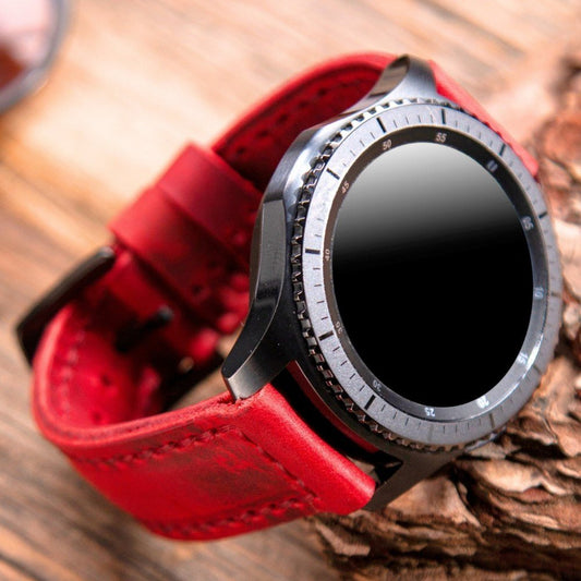 Red Leather Samsung - Huawei Watch Strap  99percenthandmade   