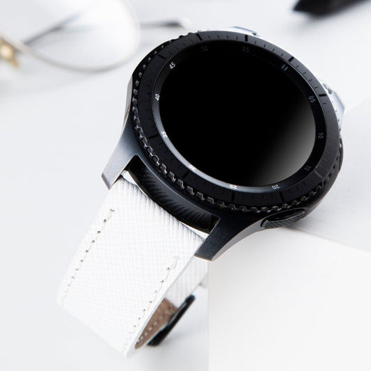 White Leather Samsung - Huawei Watch Strap  99percenthandmade   