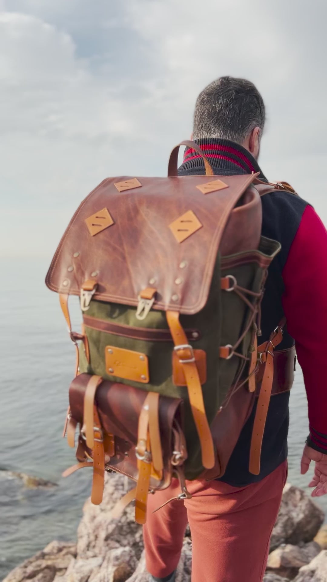 Bestseller | Limited discount | 45L | Handmade Leather backpack | Waxed Canvas Backpack | Travel, Camping, Bushcraft | Personalization bushcraft - camping - hiking backpack 99percenthandmade