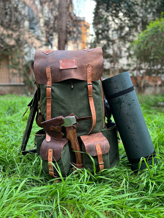 80L to 30L | Camping Backpack | Bushcraft Backpack | Travel Backpack | Hiking | Rucksack | Handmade | Outdoor Backpack | Personalization bushcraft - camping - hiking backpack 99percenthandmade 30 Green 