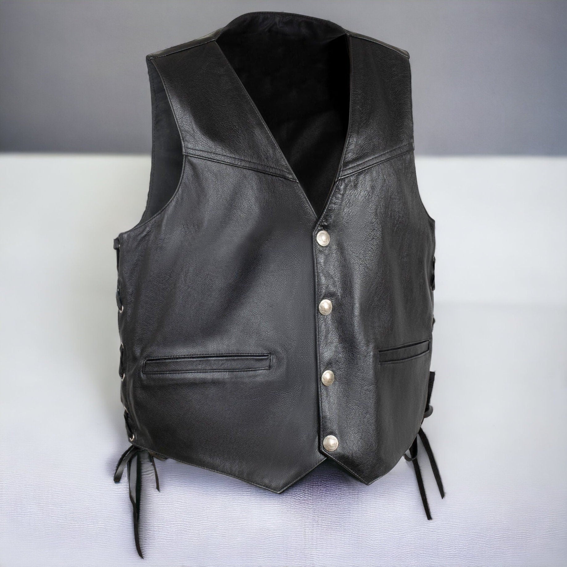 Leather biker vest near me top