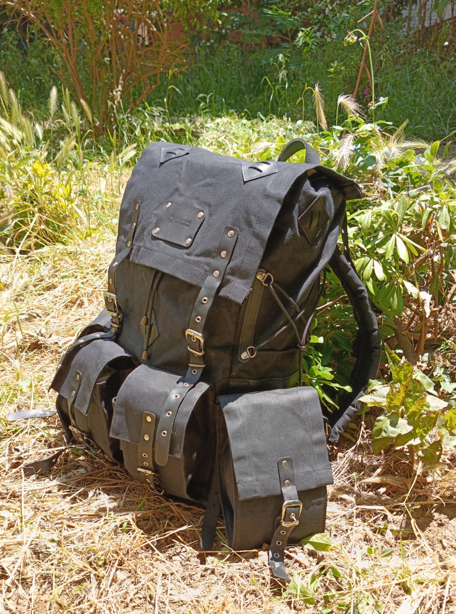 best canvas hiking backpack Legacy-Grade Handmade Canvas & Leather Bushcraft-Camping Backpack with Detachable Belt Pouches