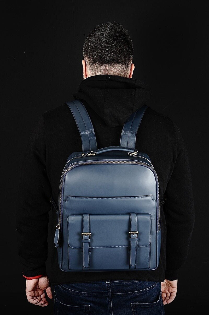 morrison backpack tumi Brown,Tan,Black, Blue color | Full Leather Handmade Daypack | 20L